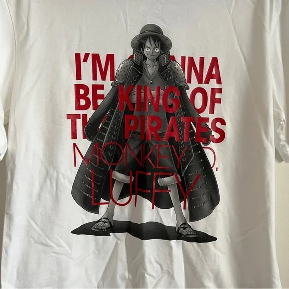 UNIQLO One Piece Luffy King Of Pirates White Graphic Tee-Size Medium-NWT - Picture 2 of 9